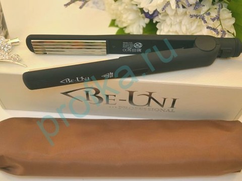 Утюжок Гофре Про Black для волос с зеркальным титановым покрытием Be - Uni Professional